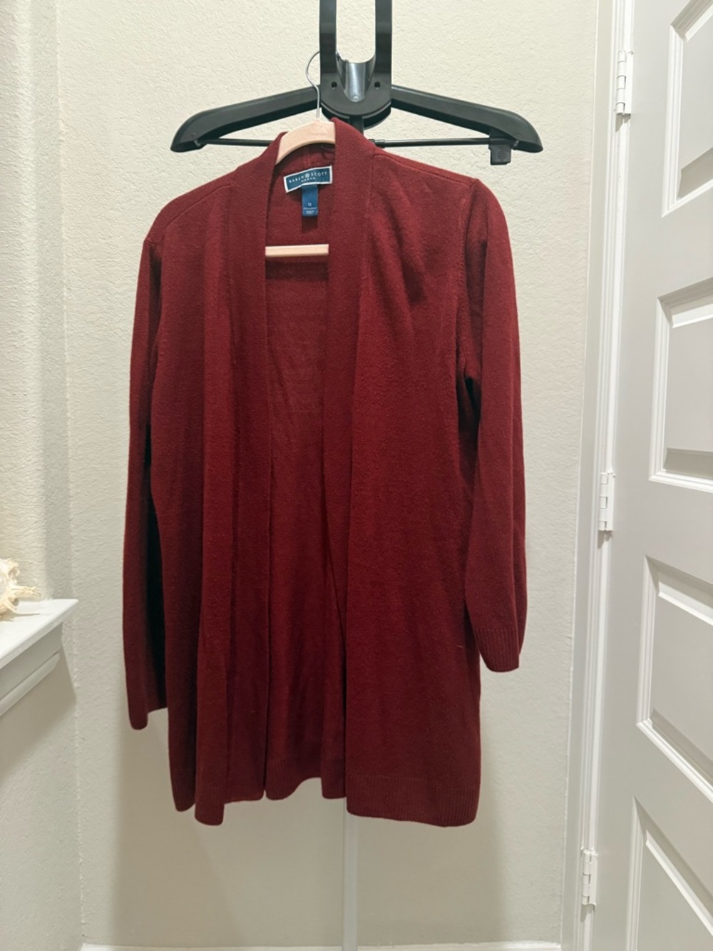 Karen Scott Open-Front Cardigan Sweater - Deep Red Wine